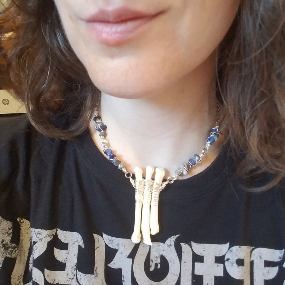 Coyote Foot Bone Sodalite Wrapped Choker - Picture 8 of 12